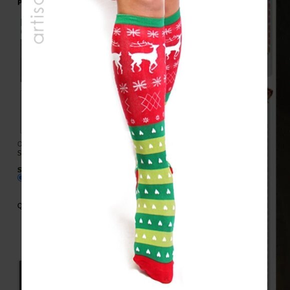 Sock it to Me Knee High Tacky Holiday Sweater Socks - Picture 2 of 9